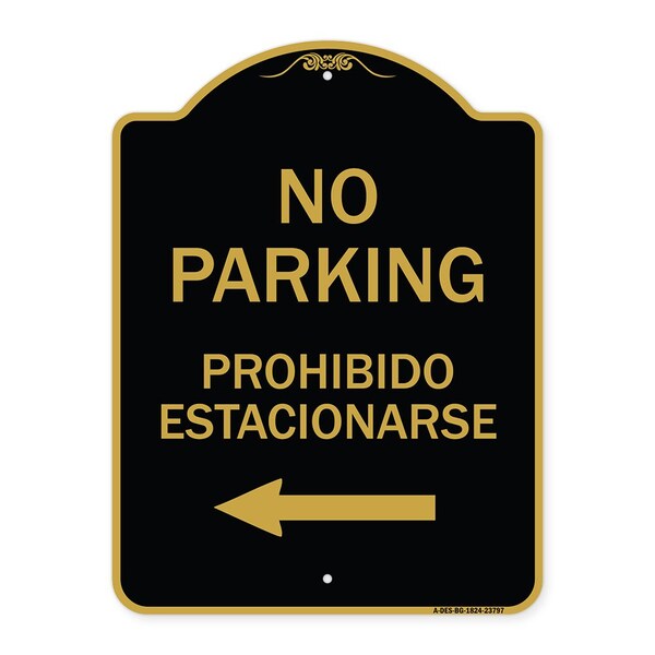 Signmission No Parking-Prohibido Estacionarse, Black & Gold Aluminum Sign, 18" x 24", BG-1824-23797 A-DES-BG-1824-23797 - main
